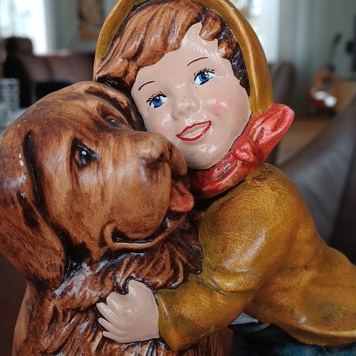 Vintage figur junge mit - junge, hund