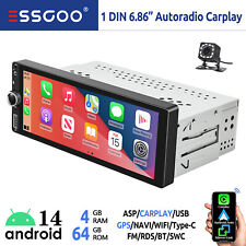 Android 14 6.86" Autoradio 1 DIN 4+64GB Carplay +Kam GPS Navi USB Typ-C WIFI RDS