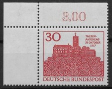 Bund 1967 ** Mi 544 Martin Luther vom Eckrand Ecke Bogenecke oben links 05033C