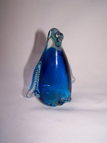 Glasfigur pinguin blau - glasfigur, in