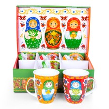 Tassen Set Kaffeetassen Tee Becher Tasse Matröschka Keramik 6 шт. 300 ml