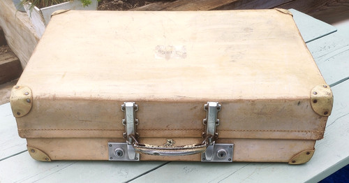 Vintage pergament lederkoffer - vintage,