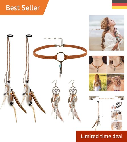 Boho schmuck set feder - schmuck,