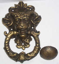 Widder Widderkopf Türklopfer Griff aus Gusseisen goldfarben Antik Stil 19x11x3cm