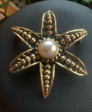 Gablonzer Brosche Amer. Double mit schöner  Schmuckperle, Vintage  !429