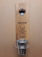 Massiv Eiche Holz Wandmontage Flaschenöffner mit Eimer Bierbar BBQ Pub Geschenk