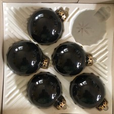 5 Christbaumkugeln Weihnachtskugeln Glas in Schwarz glänzend 6cm - Christborn?