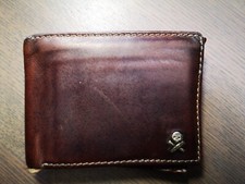 Vintage Orig. Fossil Leder Portemonnaie Skull & Crossbones Geldbörse Geldbeutel