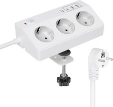 Tischsteckdose mit USB C PD 20W, 4000W/16A Steckdosenleiste Schreibtisch,