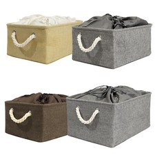 RMAN 4er Pack Aufbewahrungskorb Stoff Aufbewahrungsbox mit Deckel Griffen