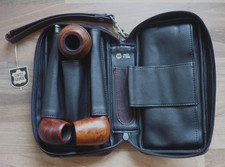 Pfeifentasche für 3 Pfeifen von WESS DESIGN braun aus Echtleder, Handschlaufe