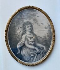 Bilderrahmen mit Kupferstich 19. Jahrhundert Oval Falzmaße 36,5 x 30,5 cm Antik