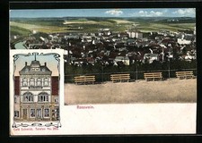 Ansichtskarte Rosswein, Café Schmidt Gebäude, Ortsansicht aus der Vogelschau 
