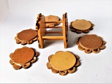 6er Glas-Untersetzer Set mit Halter, Becher-Untersetzer aus Holz, Hand gemacht