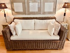 Rattan Couch Natur, 2-Sitzer,  In und Outdoor, braun/grau, 