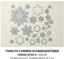 Stampin Up  Stanzformen SCHNEEGESTÖBER, viele Schneeflocken