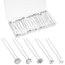 40st Hochzeit Perle Haarnadeln Braut UFörmige Haarschmuck Silber Strass Perlen