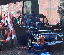 Altes Reklame Blechschild Oldtimer Volvo Buckel Kombi & Weihnachts Girl