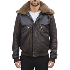Braune Herren Leder Bomber