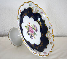 Prunkschale Schale mit Fuß Wallendorf  1764 Porzellan Teller Gold Kobaldblau