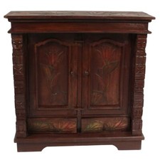 Schrank Kommode Orient Sideboard Flurschrank Blumen Lotus 80x80 cm Braun Color