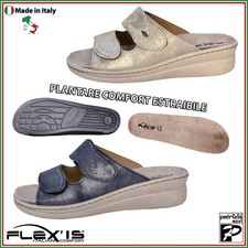 Flex'is RE80 Damen Hausschuhe herausnehmbares Fußbett aus echtem Leder 100% Made in Italy