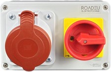 RoadEu - Steckdose 16A 5P, Wandsteckdose mit Hauptschalter 0-1, Dreiphasige CEE