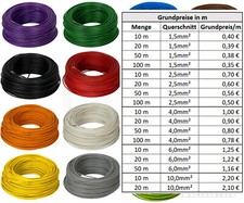 H07V-K LAPP Kabel  Einzelader Litze Leitung 10m 20m 50m 100m Einzelader flexibel