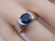 toller Saphir Solitär  Ring 750 18k Weißgold  Größe 54