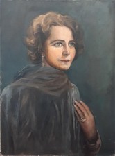 Gemälde:  Elegante Dame Porträt Frau Art Deco Damenbildnis Portrait