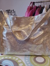 Tasche Shopper ABRO  echt Leder Silber  Tolle Optik * Wie Neu ??