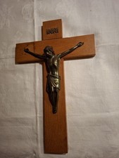 Altes Kruzefix Kreuz Holz und Messing