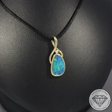 Wert 1040 € Brillant Opal Anhänger 585 14 Karat Gelb Gold xxyy