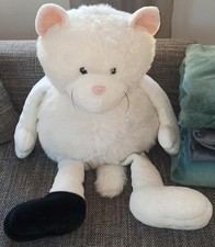 XXL Nici? Katze? Cat? Stofftier Kuscheltier weiß mit schwarzer Pfote ?