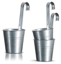 Blumentopf 3x Silber Balkontöpfe hängend Kräutertöpfe Haken Hängetöpfe Zink