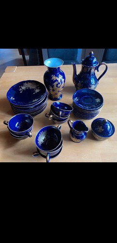 Geschirr teilig blau - 31-teilig, mit
