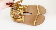 DAMEN SANDALEN VON ZARA GOLD METALLIC GLADIATOR RIEMCHEN SOMMER SCHUHE GRÖßE 39