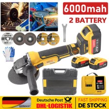 125mm Winkelschleifer Akku Trennschleifer Schleifmaschine Flex mit 2 Akkus DE