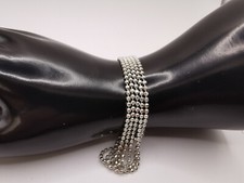 Kugel Ketten Armband, 925 Silber 5 Strangig