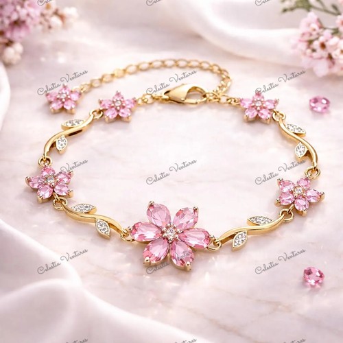 Blumenarmband rosa stein - rosa,