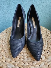 elegante schw BUFFALO LONDON Leder Pumps, Schlangenhautakzente, gebr., Gr. 40