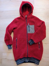 FiTZ Lange Fleecejacke, Fleecemantel, Mädchen, Dunkelrot, Größe 140/146
