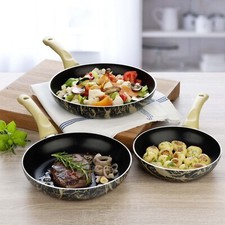 3tlg. Alu Pfannenset Marmor Optik Antihaft Induktionspfanne Bratpfanne Pfanne