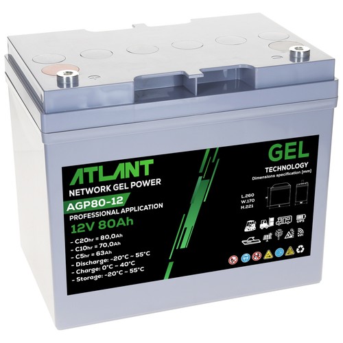 Akku 12v 80ah gel atlant - 12v,