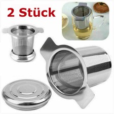 Teesieb Edelstahl Teefilter mit Deckel Doppel Griffe für Losen Tee Tasse Teekann