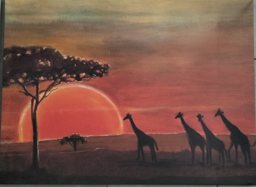 Wandbild afrika giraffen - wandbild,