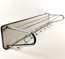 50er Jahre Wandgarderobe Garderobehaken Arztpraxis Stil – Holz & Chrom 95cm