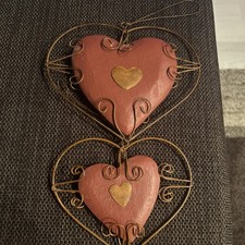 Dekoration Metall Herzen 2 Stück Rot