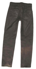 " HARD LEATHER STUFF " LEDERJEANS / Nubuk- Lederhose in dunkel- braun W30"/ L35"