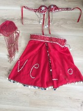 Bauchtanzkostüm Mädchen rot Perlen Alter 7-10 Jahre